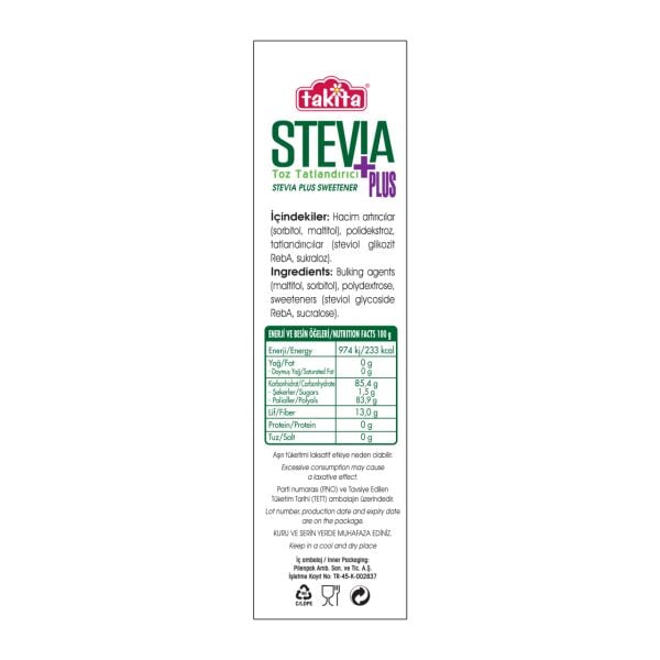 STEVİA PLUS TOZ TAT.250 GR