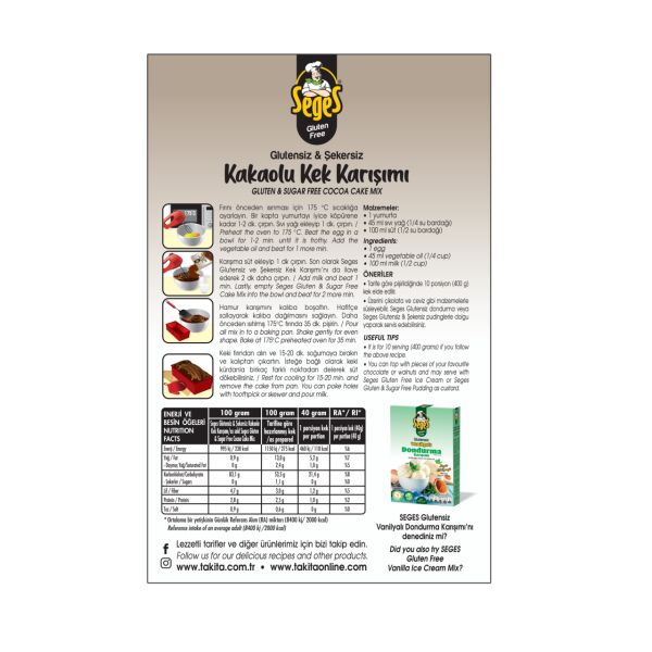 SEGES GLU.KEK KARIŞIM KAKAO 250 GR